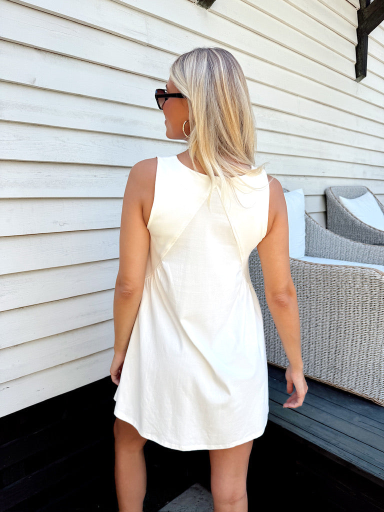 white casual mini dress Casual Icon Sleeveless Mini Dress – Bella Rose Boutique