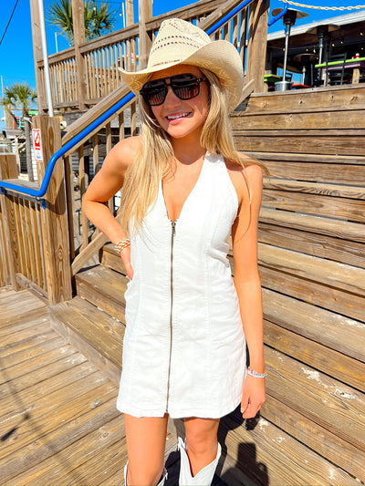 Absolute Edge Halter Neck Mini Dress