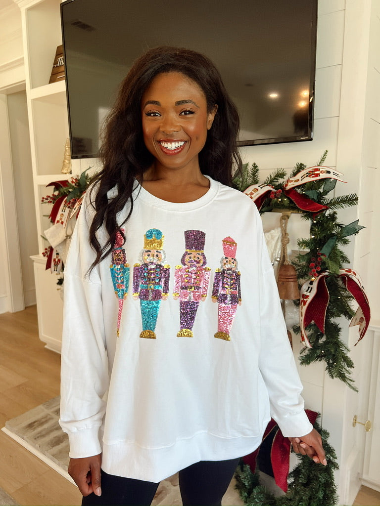 Land Of Sweets Sequined Nutcracker Sweater