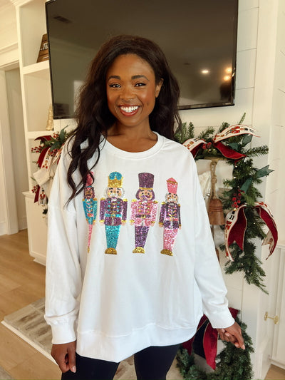 Land Of Sweets Sequined Nutcracker Sweater
