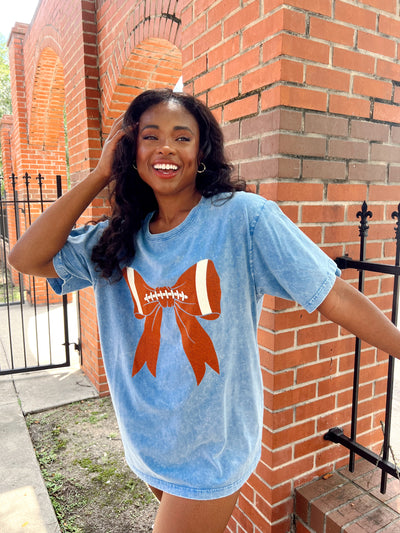 Football Bow Oversized Graphic Top