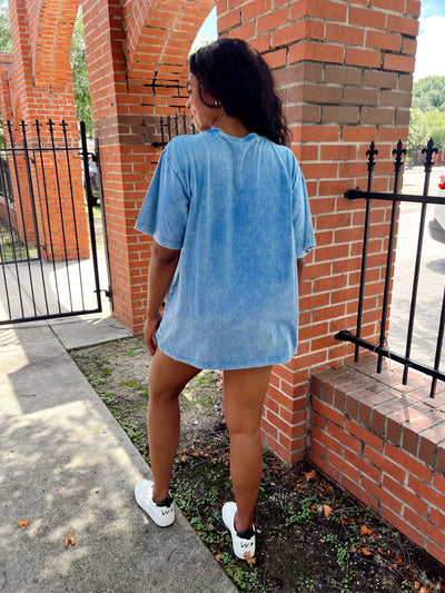 Football Bow Oversized Graphic Top
