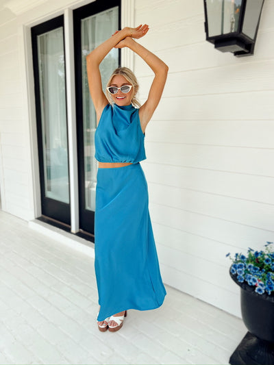 Midnight Skies Satin Two-Piece Set