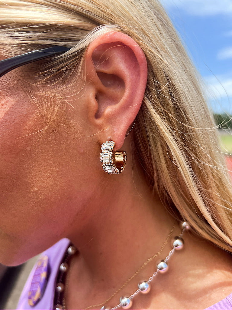 Brightest In The Sky Gold Baguette Earrings