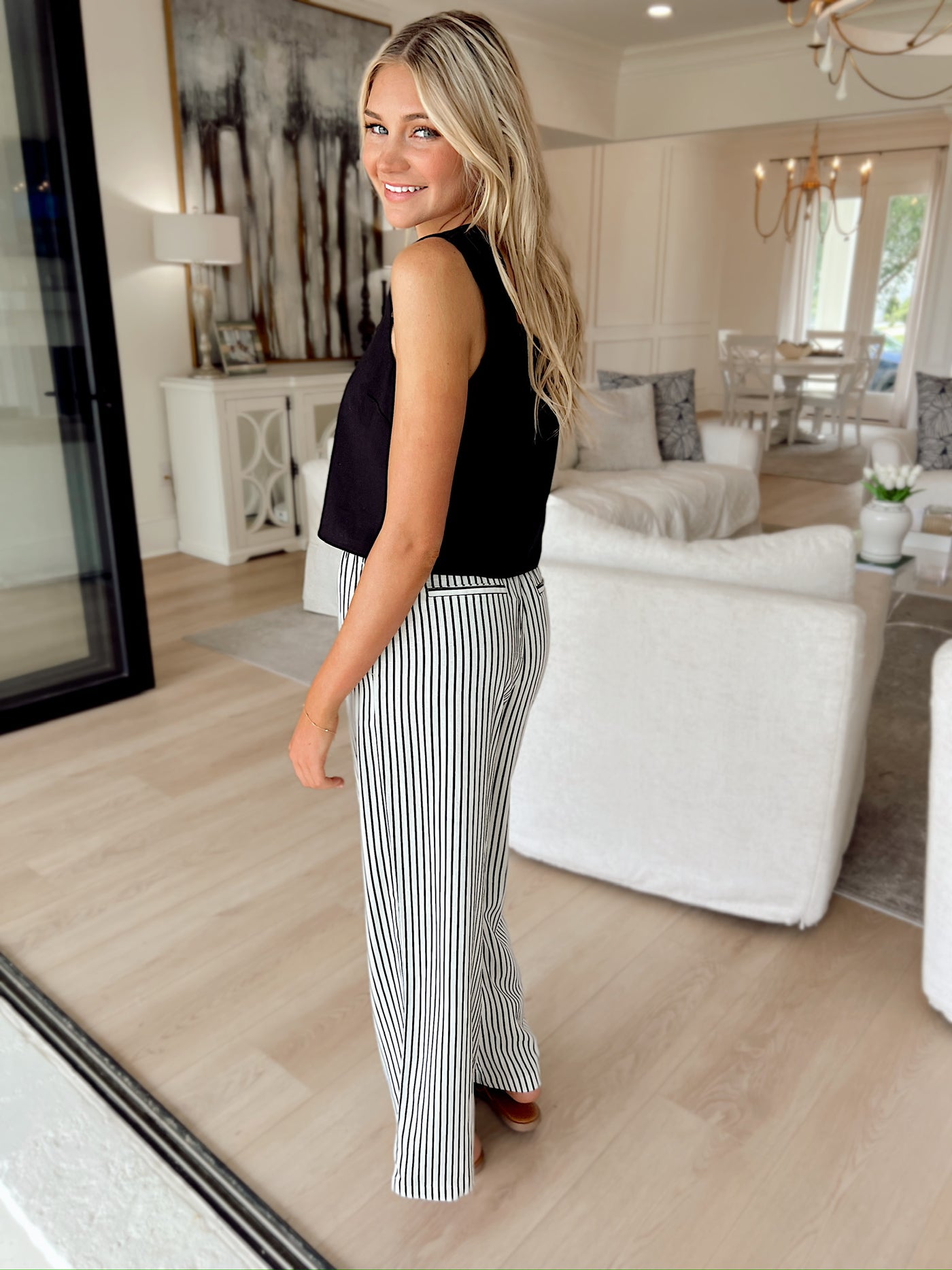 Noteworthy Stripe Wide-Leg Linen Pants