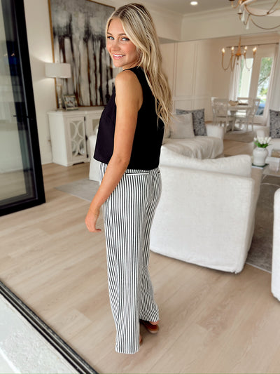 Noteworthy Stripe Wide-Leg Linen Pants