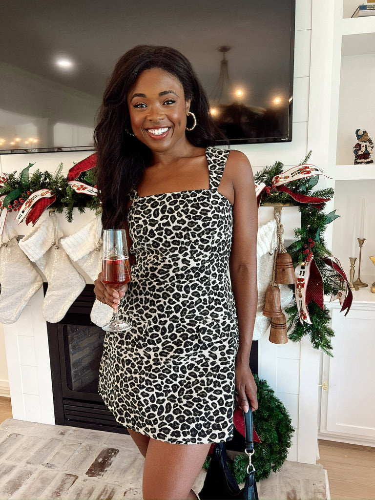 Pure Darling Leopard Jacquard Mini Dress