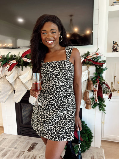 Pure Darling Leopard Jacquard Mini Dress