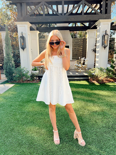 Always All Mine Crochet Mini Dress