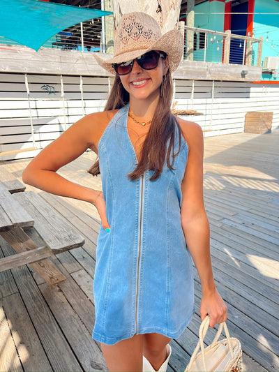 Absolute Edge Halter Neck Mini Dress
