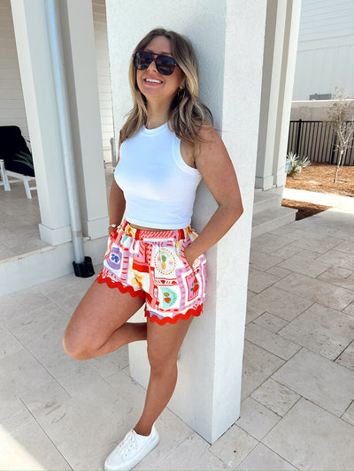 Sunday Morning Fruit Print Shorts