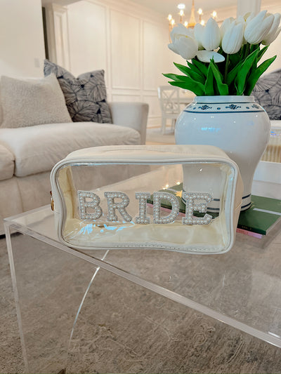 Pearl Embellished Bride Travel Pouch