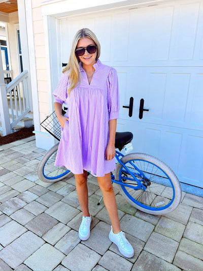 All About Class Pinstripe Mini Dress