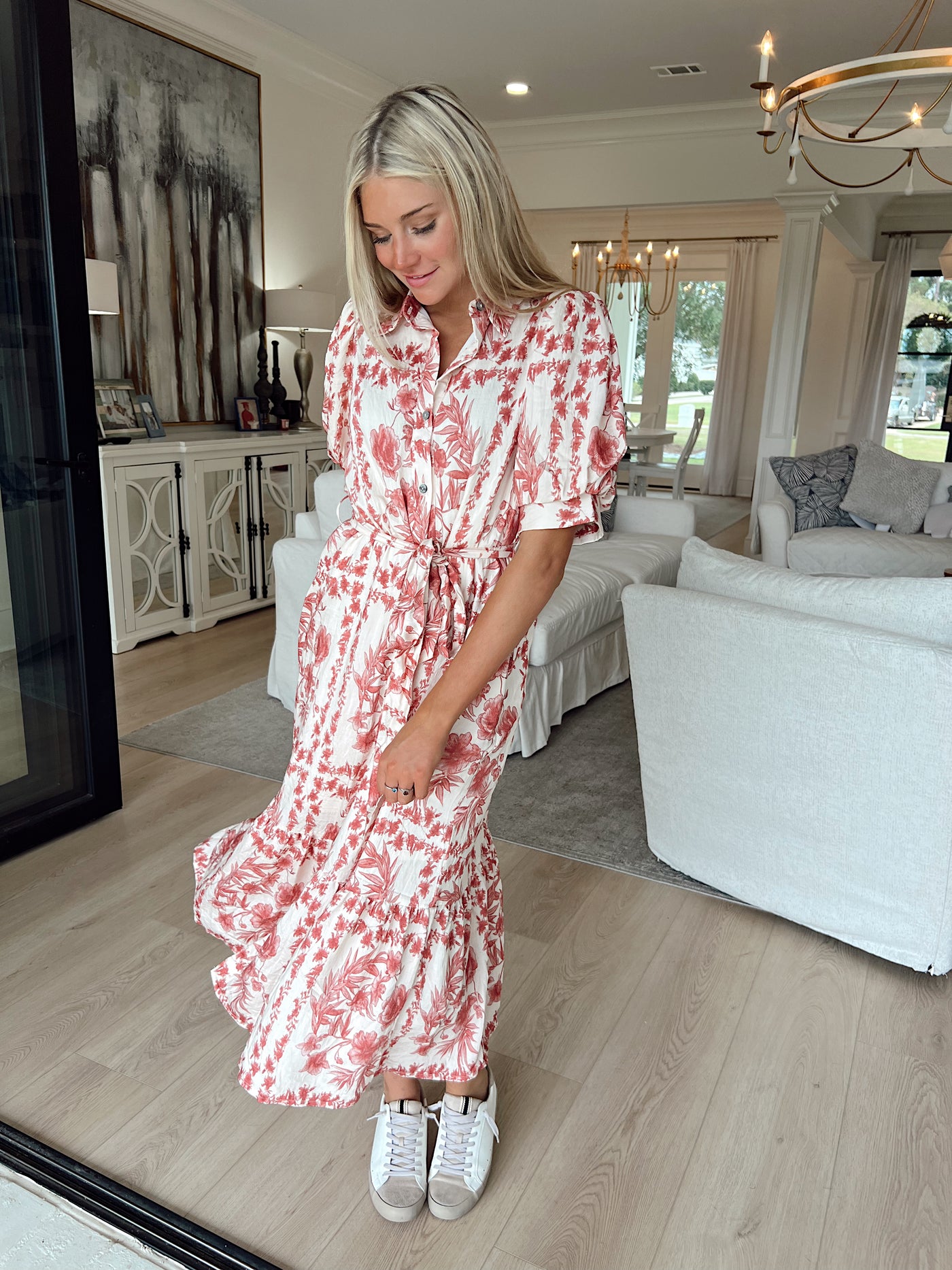 Morning Floral Breeze Midi Dress