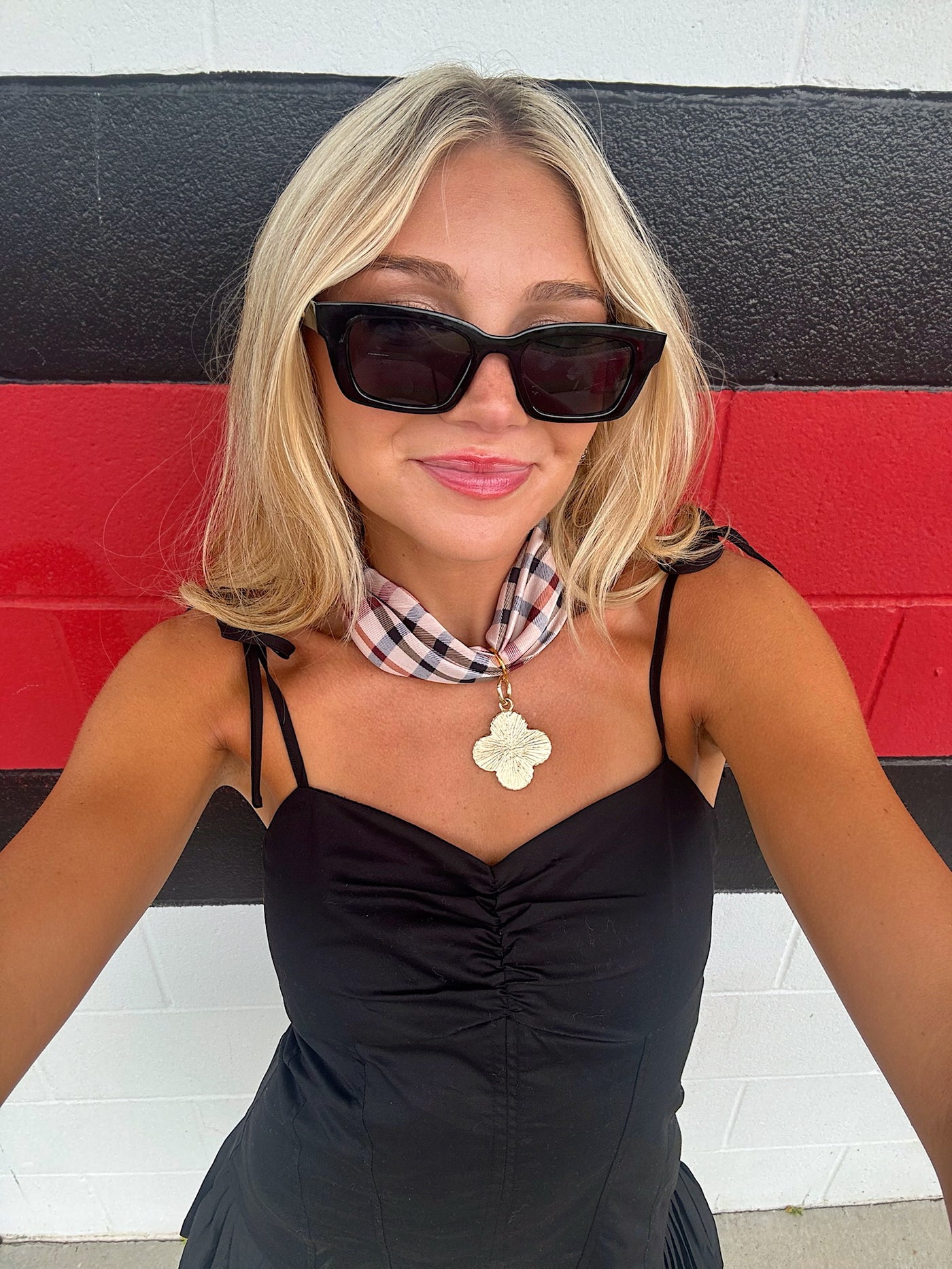 Game-day Scarf Necklace With Clover Charm