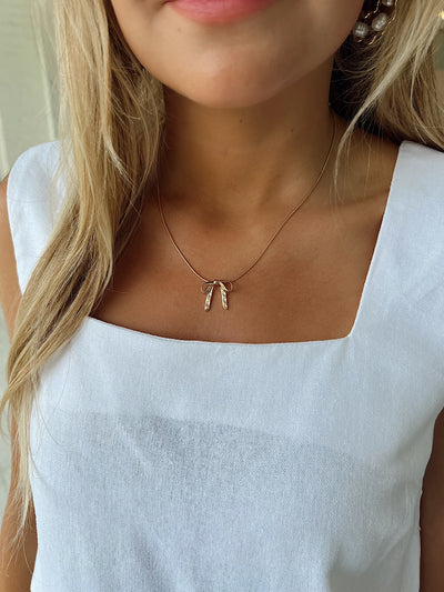 Bow Ribbon Snake Chain Necklace