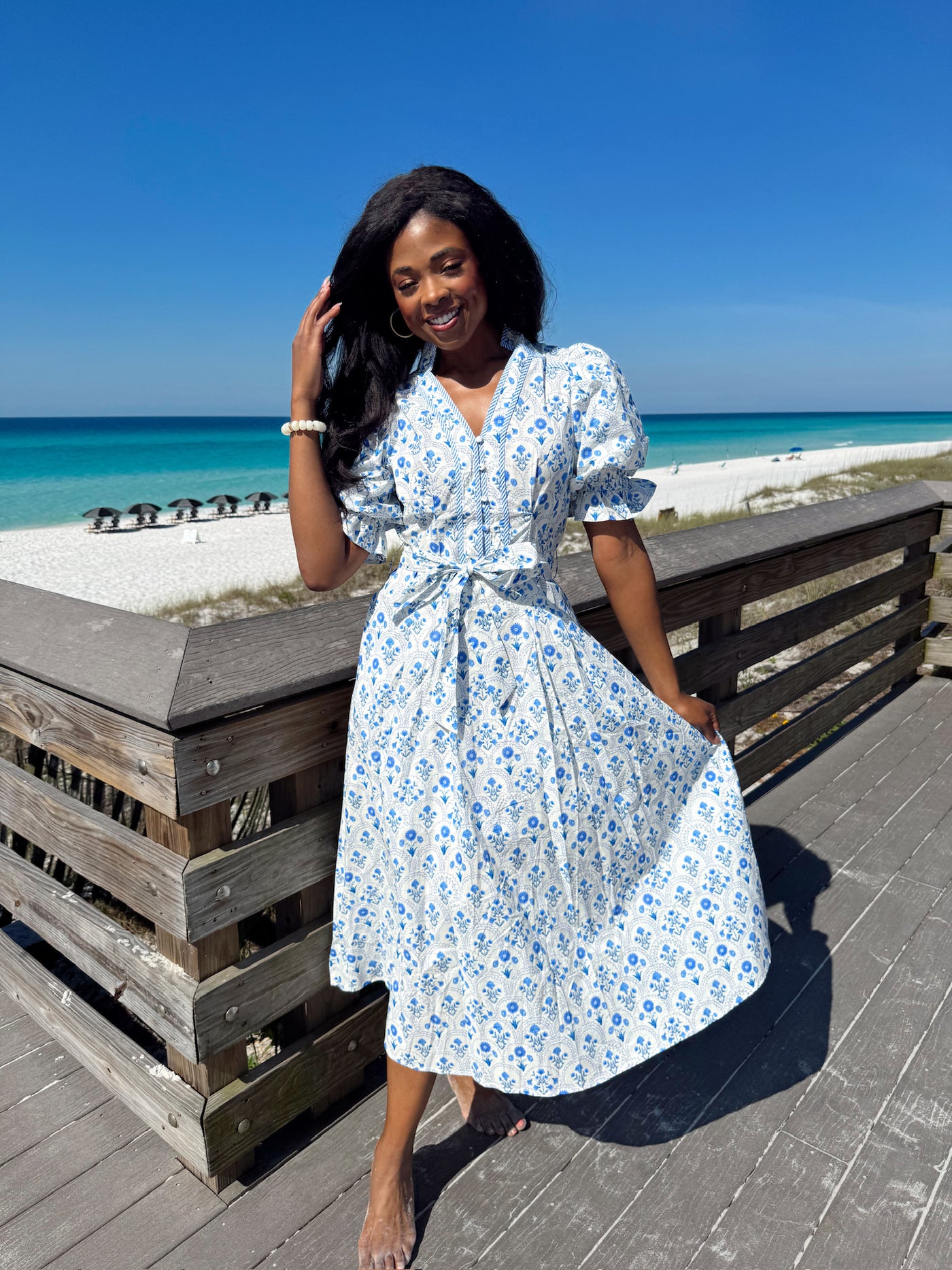 Hint Of Romance Floral Midi Dress  Bella Rose Boutique