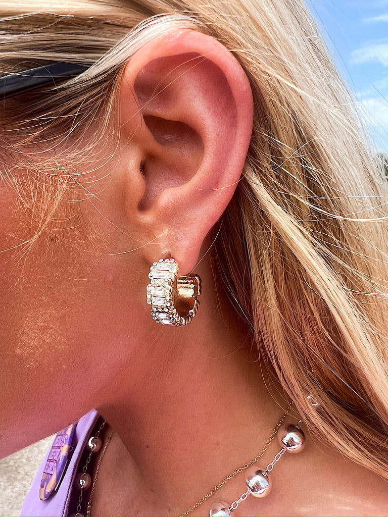 Brightest In The Sky Gold Baguette Earrings