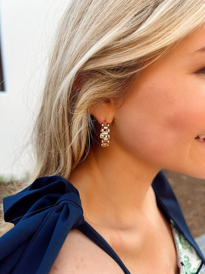 Chain Cutout Hoop Earrings