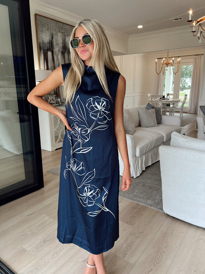 Serving Elegance Floral Midi Dress