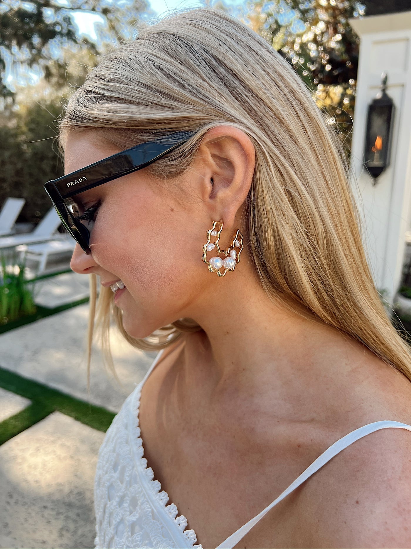 Making Waves Pearl Hoop Earrings