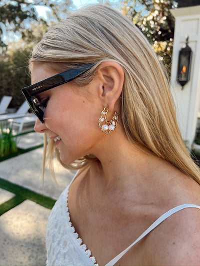 Making Waves Pearl Hoop Earrings