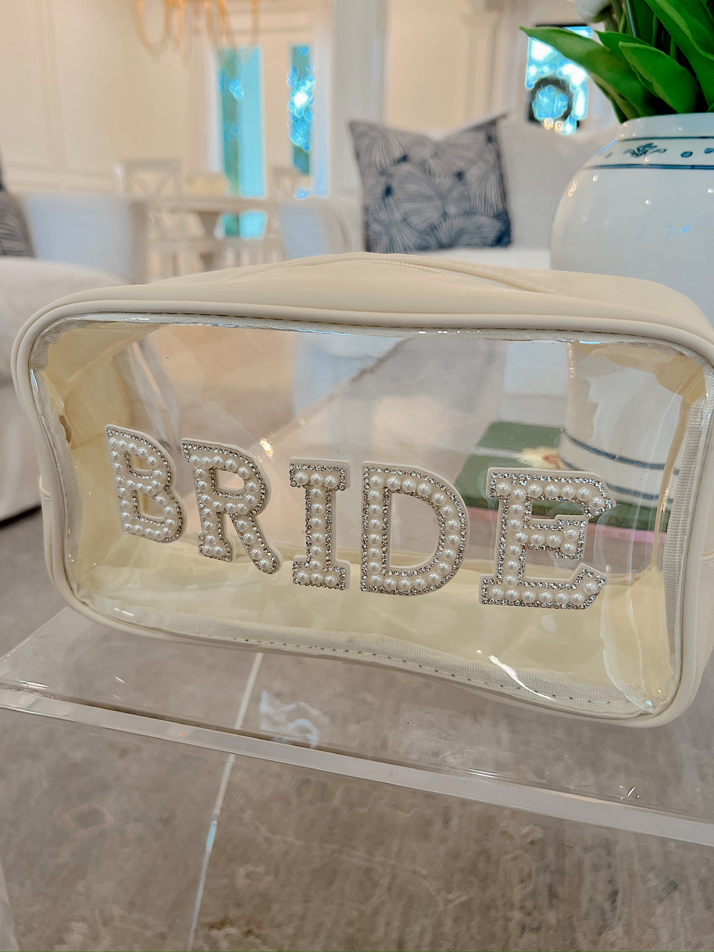 Pearl Embellished Bride Travel Pouch