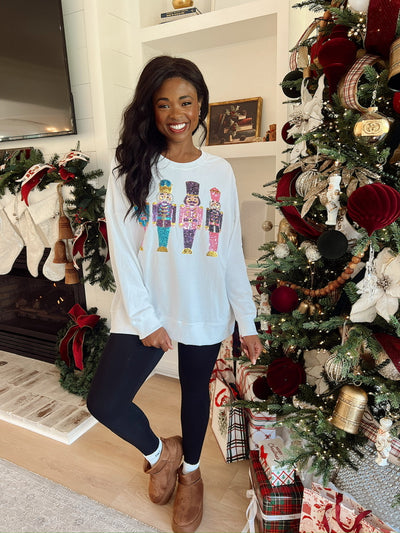Land Of Sweets Sequined Nutcracker Sweater