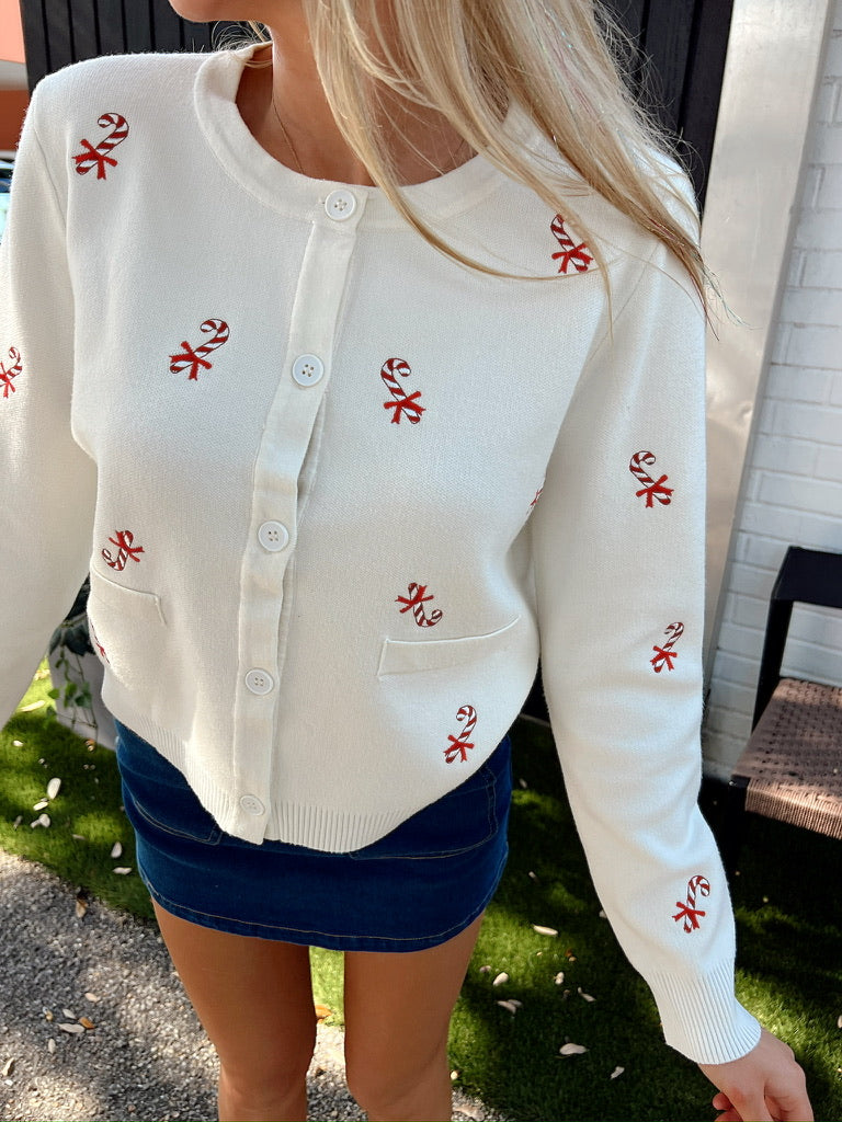 Sweet As Candy Cane Cardigan