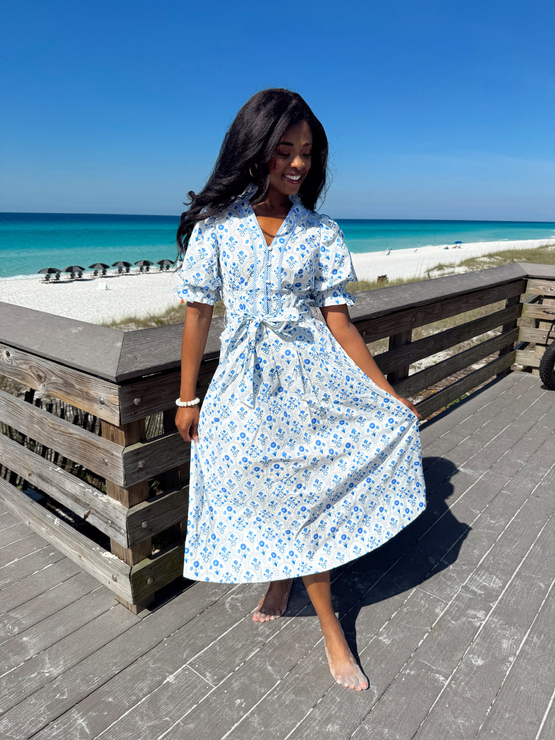 Hint Of Romance Floral Midi Dress  Bella Rose Boutique
