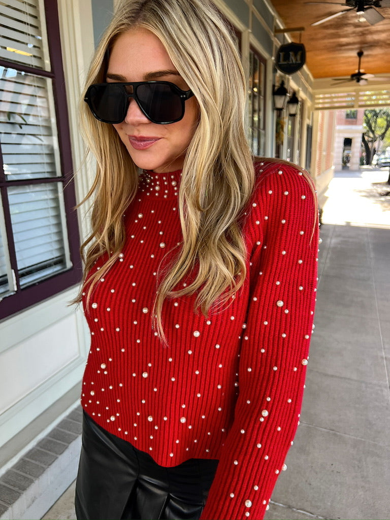 Defining Grace Pearl Embellished Sweater