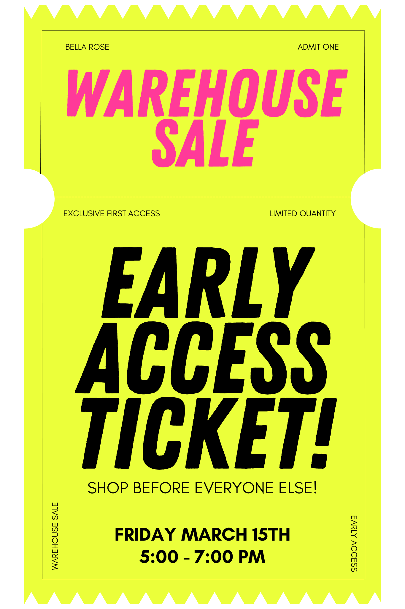WAREHOUSE SALE EARLY ACCESS TICKETS