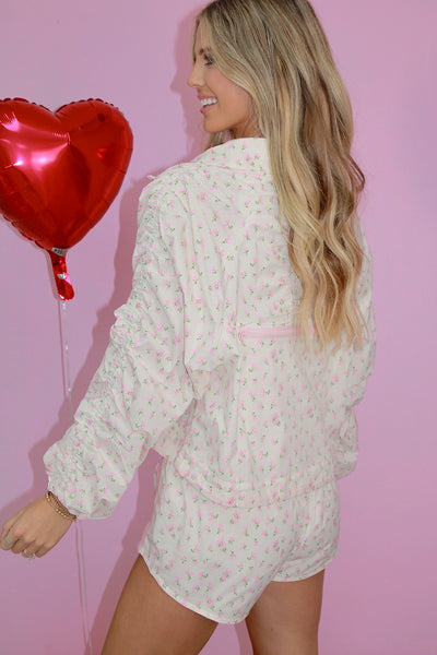 Always Beautiful Floral Ruched Windbreaker