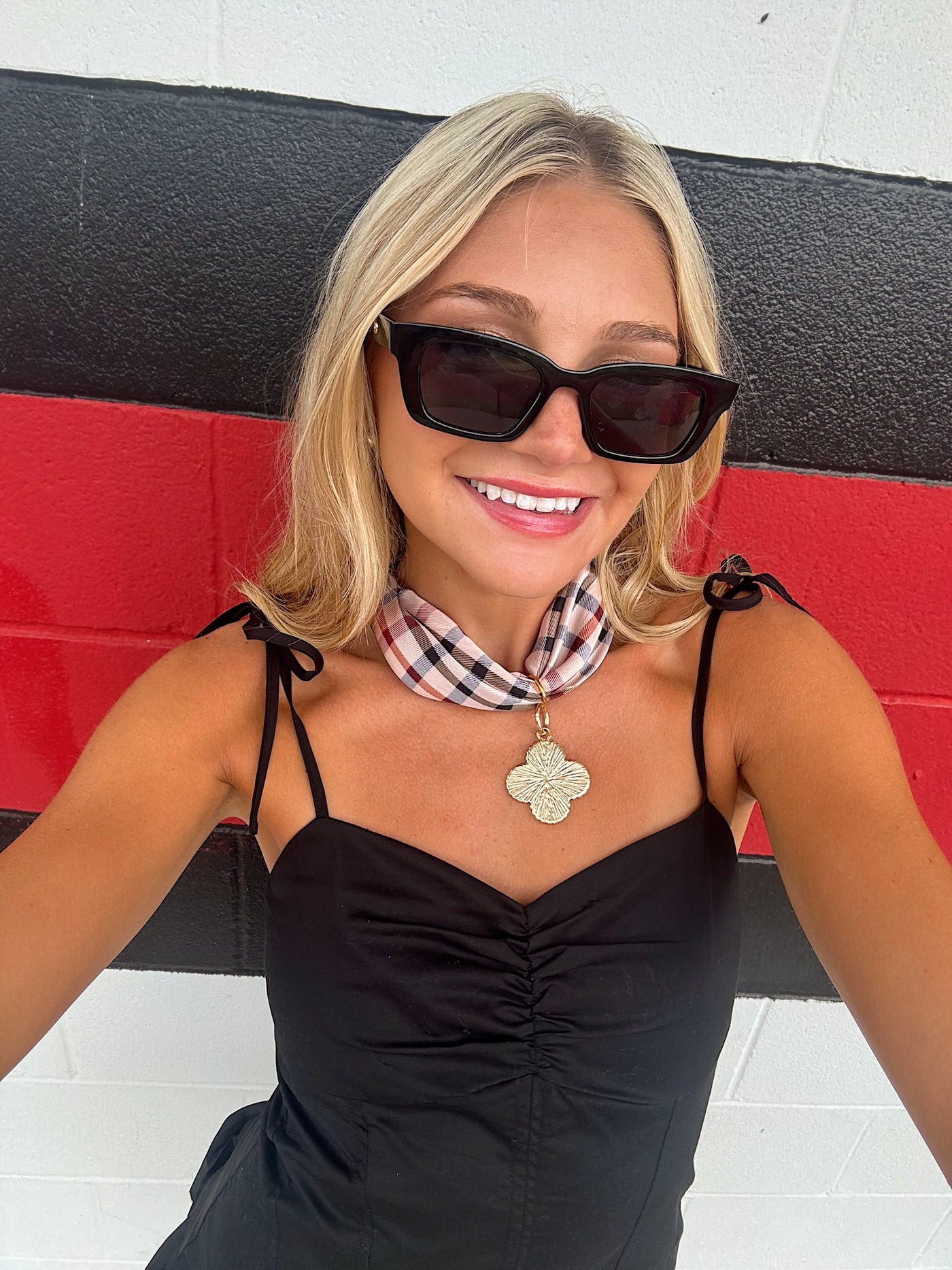 Game-day Scarf Necklace With Clover Charm