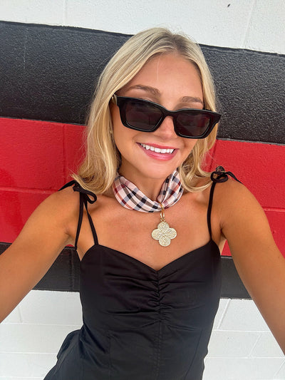 Game-day Scarf Necklace With Clover Charm
