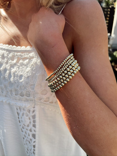 6 Piece Assorted Gold Bead Stretch Bracelet Set