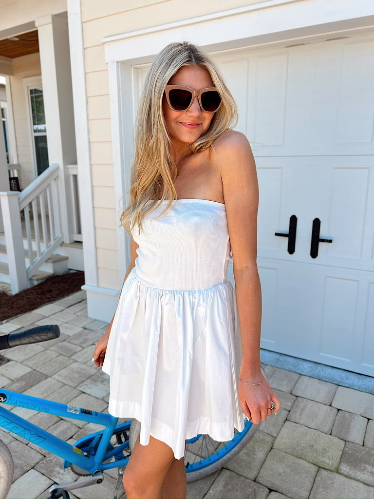 Letting It Go Strapless Mini Dress