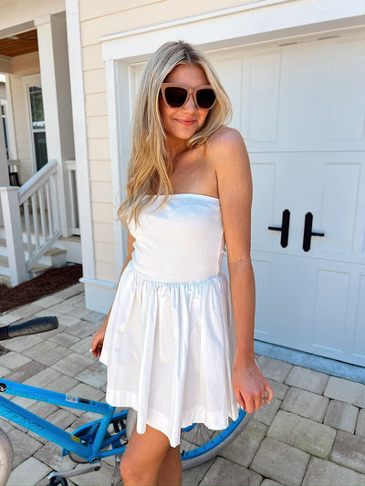 Letting It Go Strapless Mini Dress