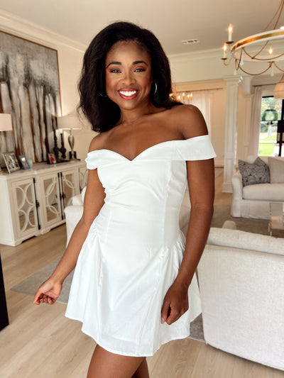 Skipping Town Off-Shoulder Dress