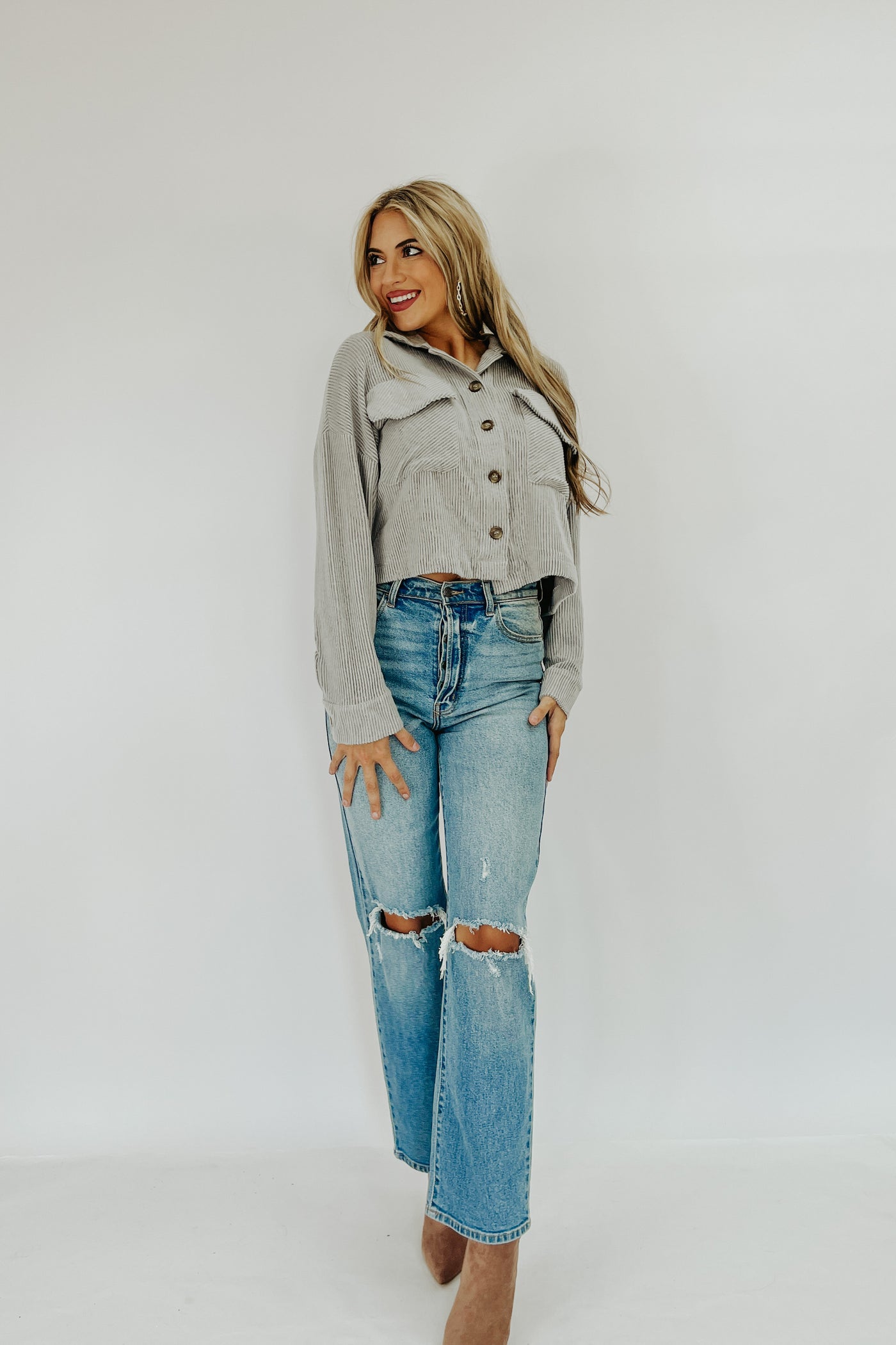 Alyssa Ribbed Cropped Shacket