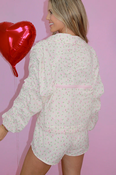 Always Beautiful Floral Ruched Windbreaker