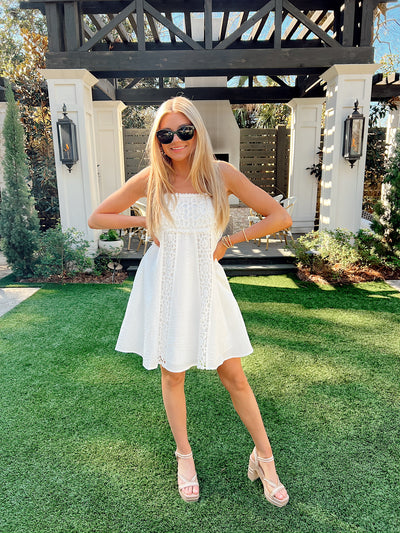 Always All Mine Crochet Mini Dress