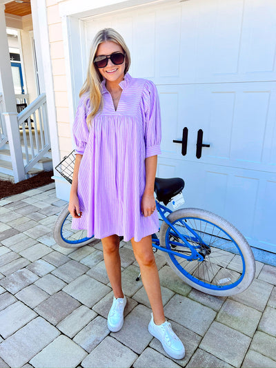All About Class Pinstripe Mini Dress