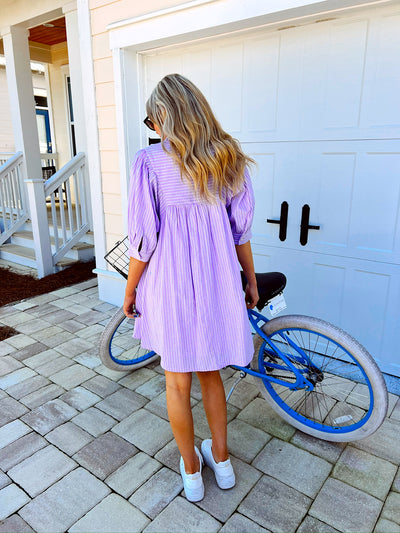All About Class Pinstripe Mini Dress