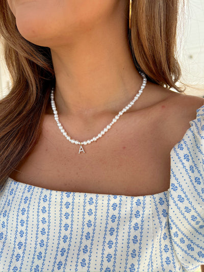 Simply Pristine Initial Pearl Necklace