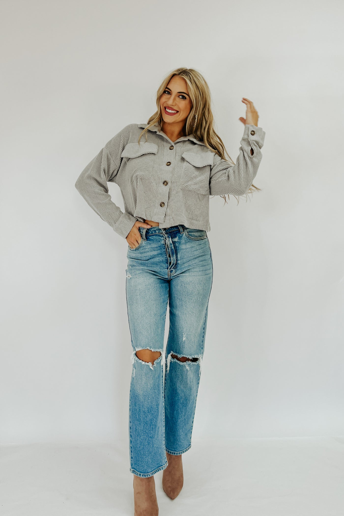 Alyssa Ribbed Cropped Shacket