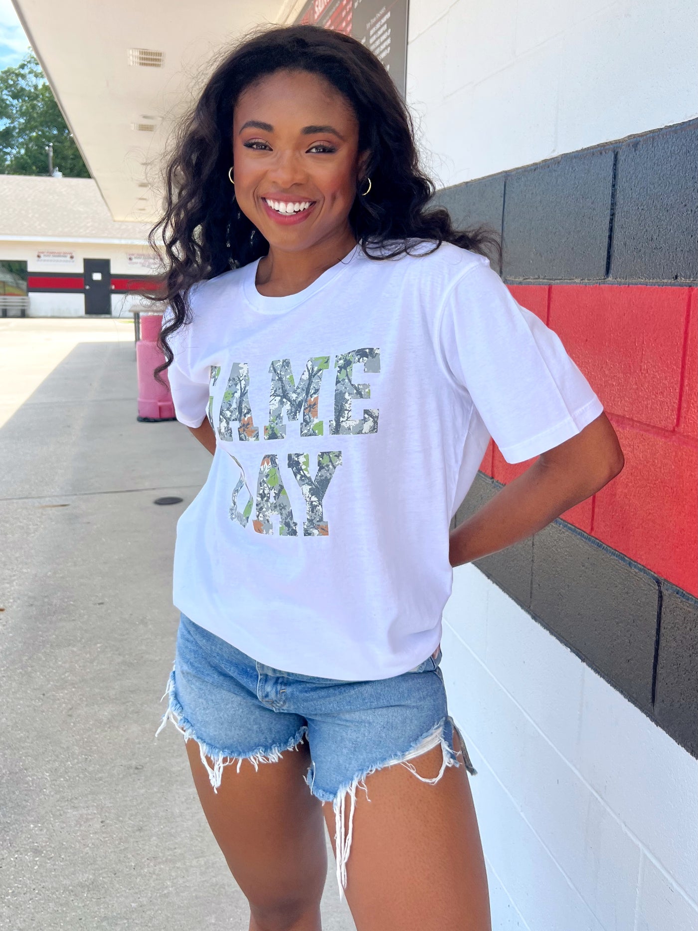 Camo Gameday Oversized Graphic Top