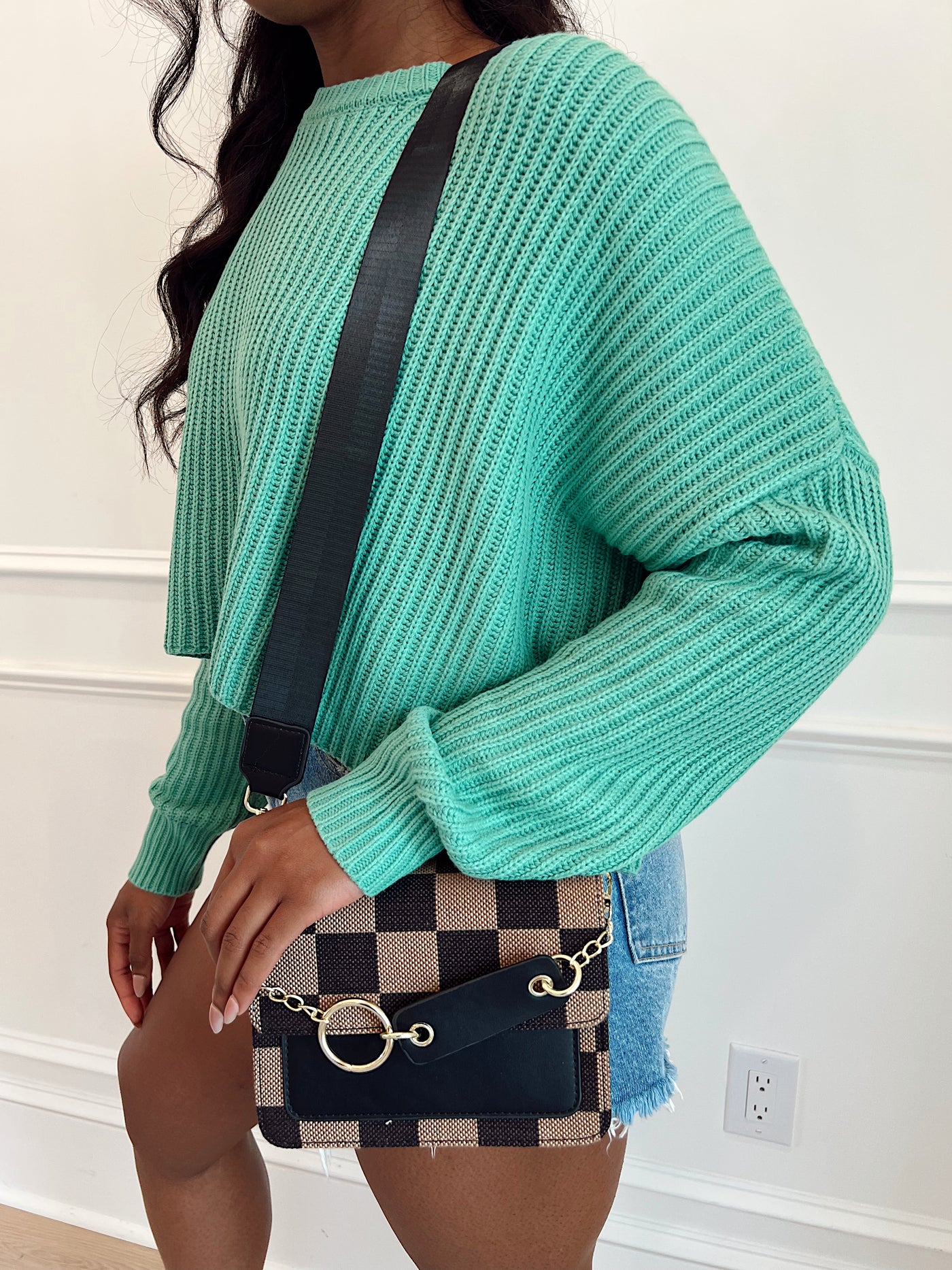 Take A Bow Checkered Crossbody Bag