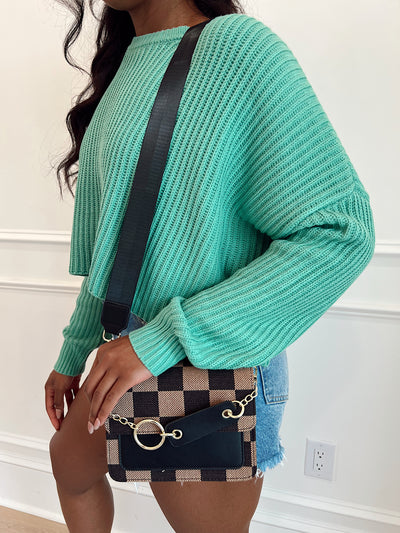 Take A Bow Checkered Crossbody Bag
