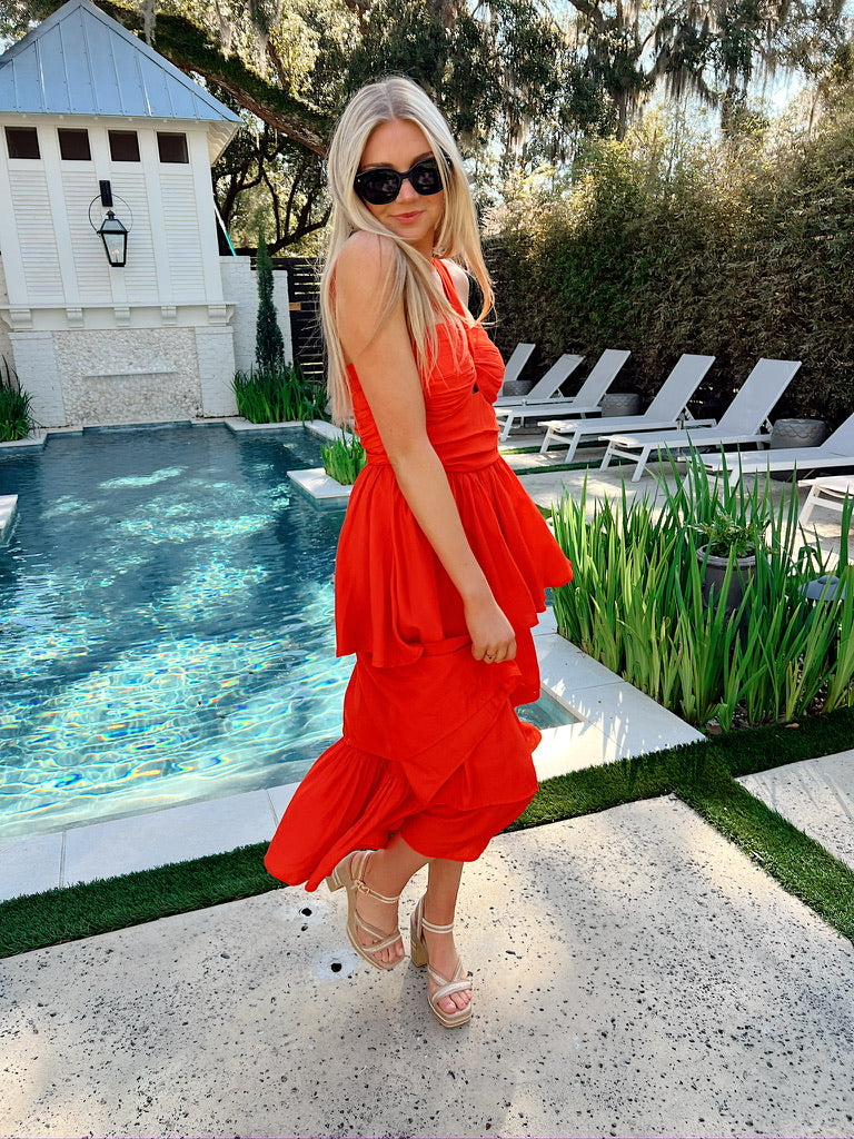 Perfectly Pretty Tiered Midi Dress